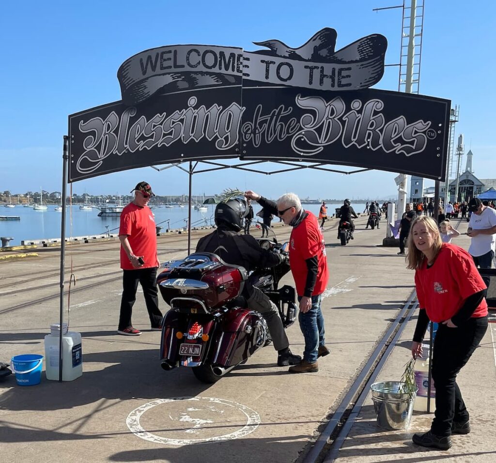 Stephen Wade 'Padre Flash' from Easyriders at Blessing of the Bikes - Geelong 2023 cunningham pier Melbourne