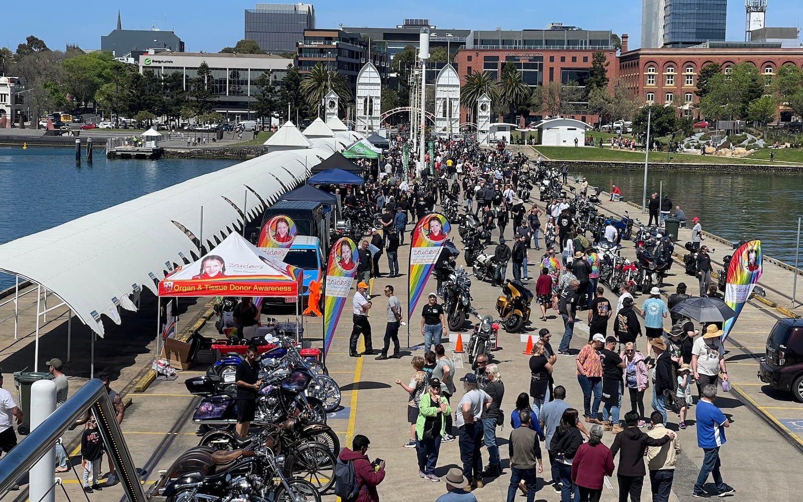 Large crowd at Blessing of the Bikes - Geelong 2023 cunningham pier Melbourne